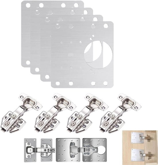 Set di riparazione di chiusura a molla - 4 pezzi - Acciaio inossidabile - Riparazione di mobili - Porte di armadio - Adatto per porte di armadio in legno