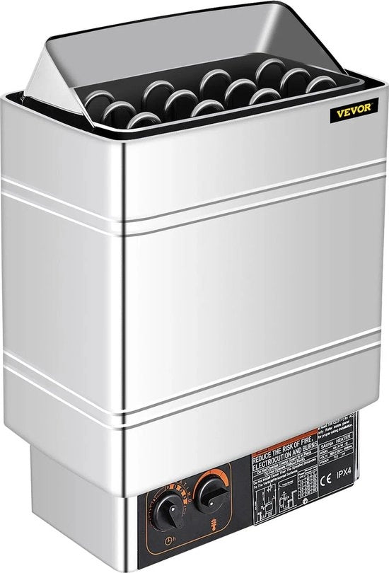Sauna a vapore - 415V - 9000W - RVS - Montaggio a muro - Acciaio inox