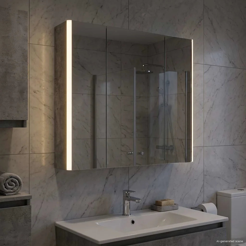Mobiletto per specchio da bagno Grigio cemento 889250