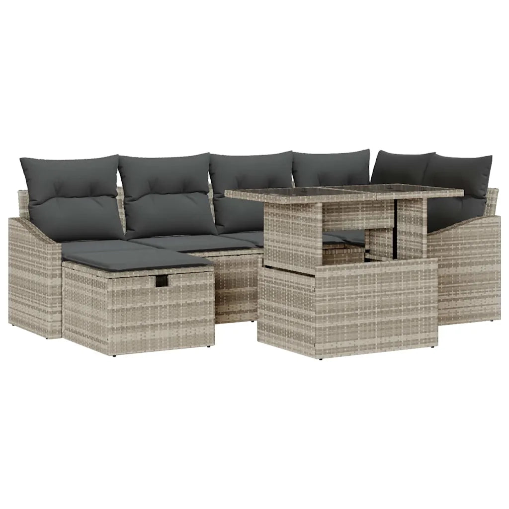 Set Divano da Giardino 7 pcs Grigio chiaro polyrattan 3361171