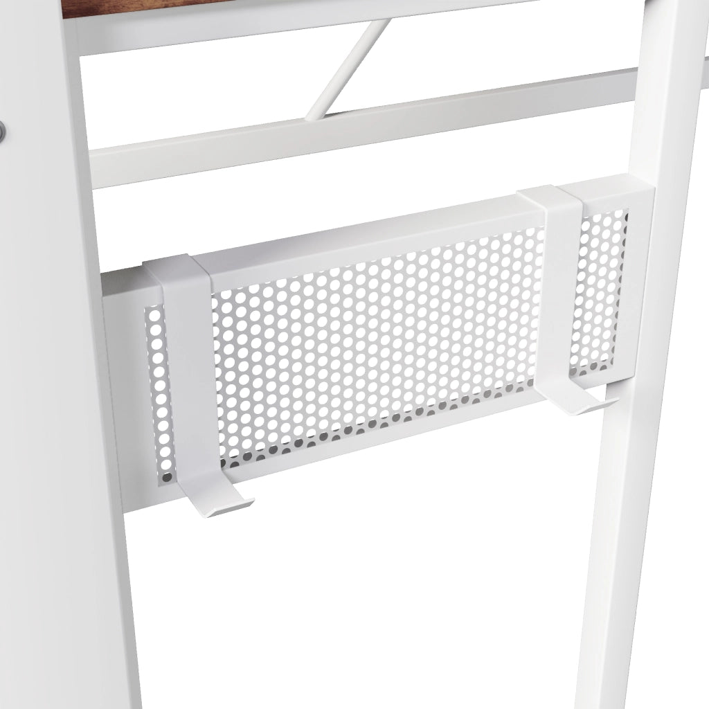 Letto a soppalco con scrivania e LED - Zephmum- 90x200 cm, bianco, USB, presa