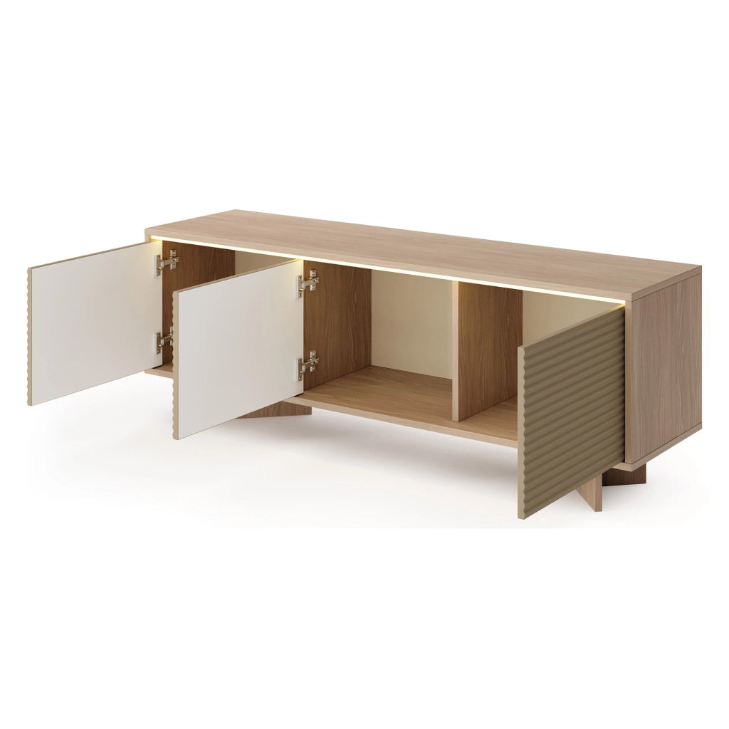 Kamele, Mobile Porta tv un Ripiano, 154x40x54h cm Marrone Rovere