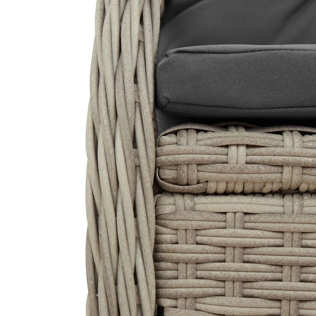 Set da Pranzo da Giardino 7 pz Cuscini Polyrattan Grigio Chiaro 3262940