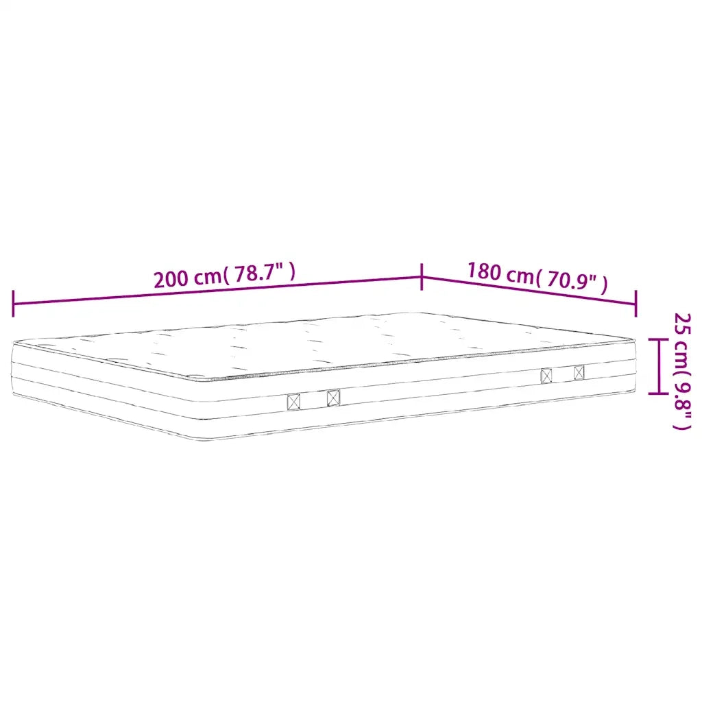 Materasso a Molle Insacchettate Medio Rigido 180x200 cm 3206423