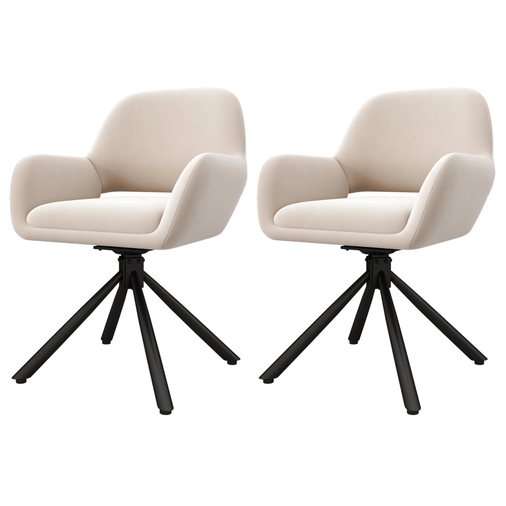 Sedia da pranzo moderna e liscia - Zephmum- Drehbar, Samt, 2er-set, Beige