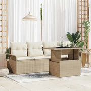 Set Divano da Giardino 5 pcs Beige Rattan in Polipropilene