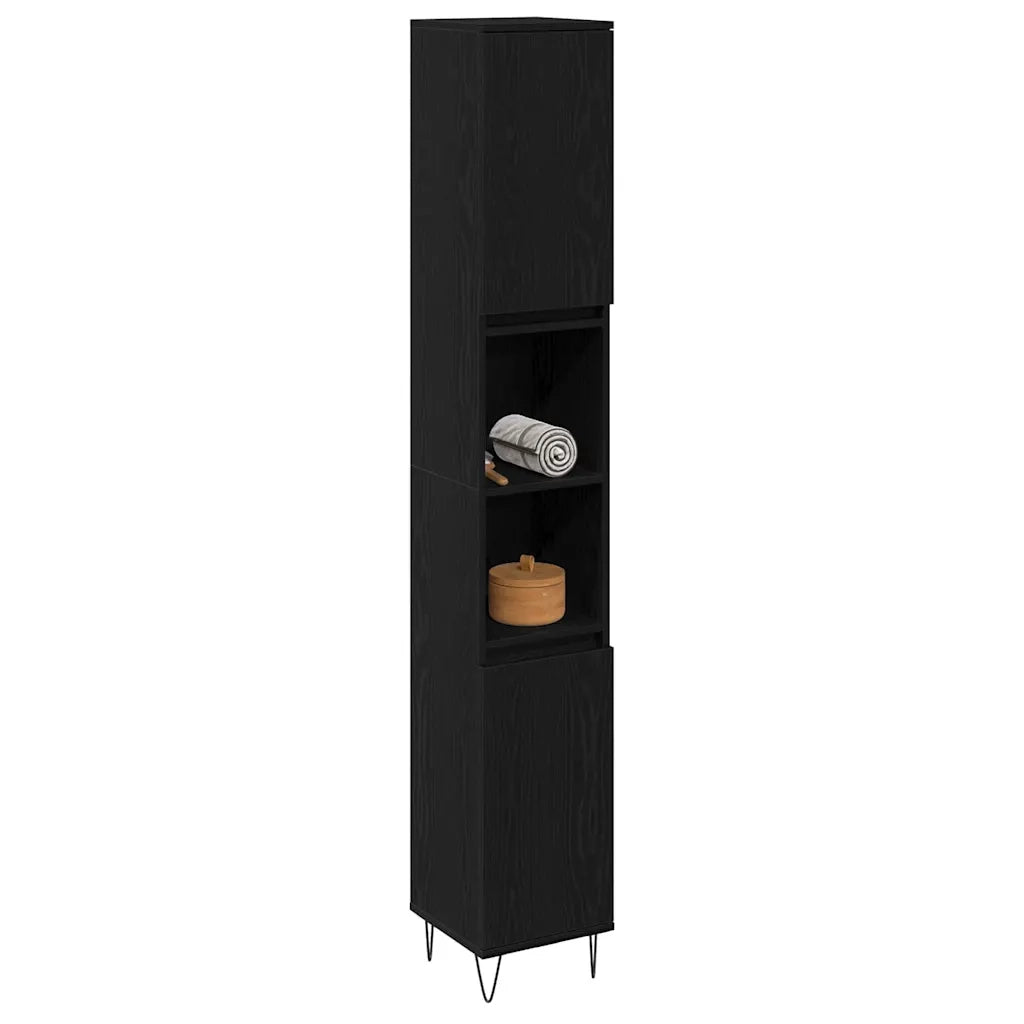 Mobile da Bagno Rovere Nero 30 x 30 x 190 cm Legno multistrato 862882