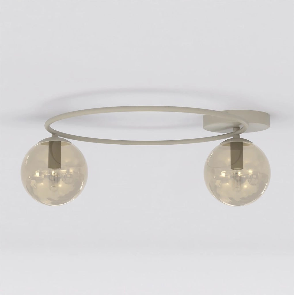 Lampada soffitto a anello SOPRA 2xE14 vetro beige Emibig