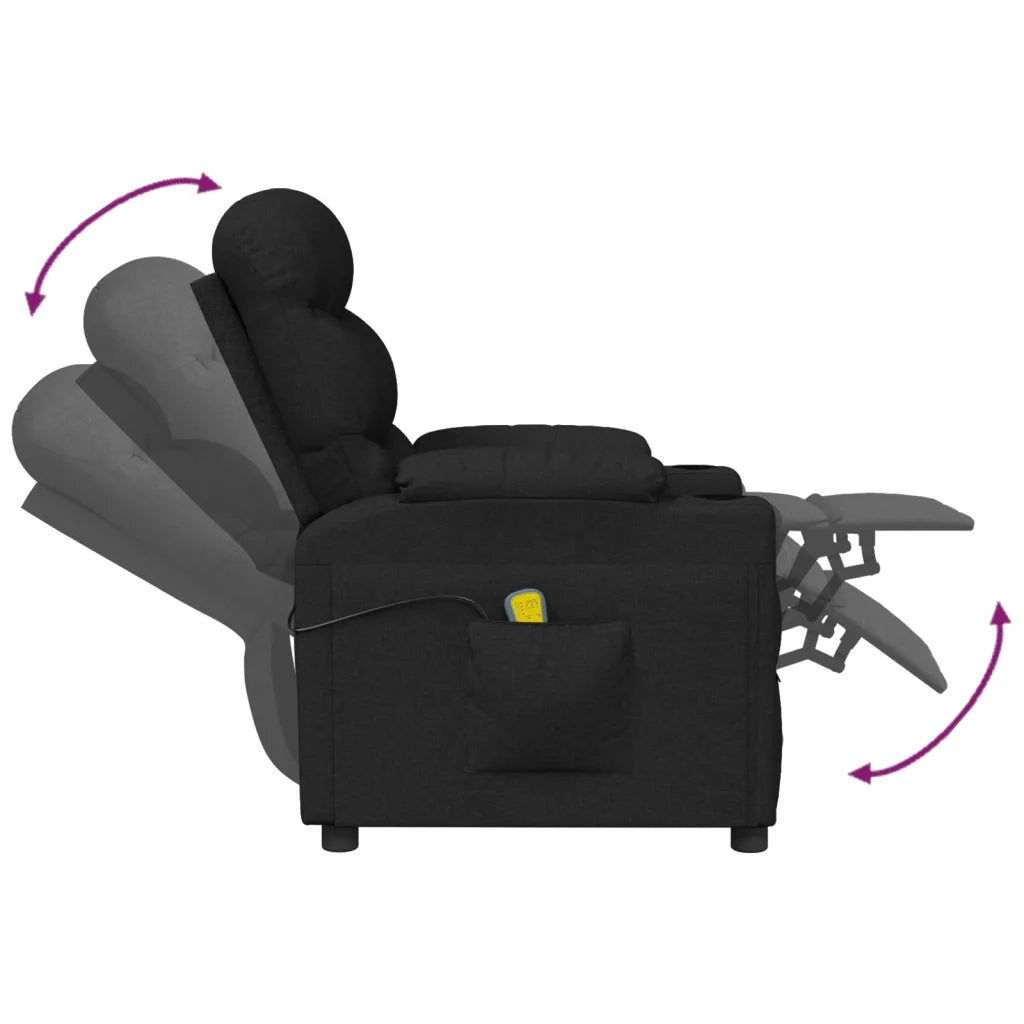 Poltrona Massaggiante | Sedia Relax Reclinabile Nera in Tessuto