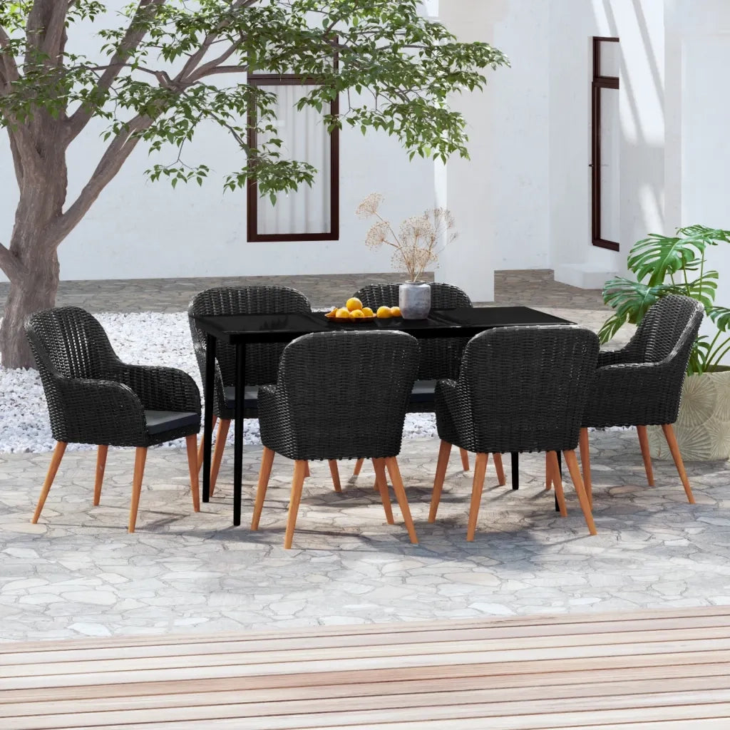 Set da Pranzo da Giardino 7 pz con Cuscini Nero 3099520