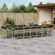 Set da Pranzo da Giardino 17pz con Cuscini Grigio in Polyrattan