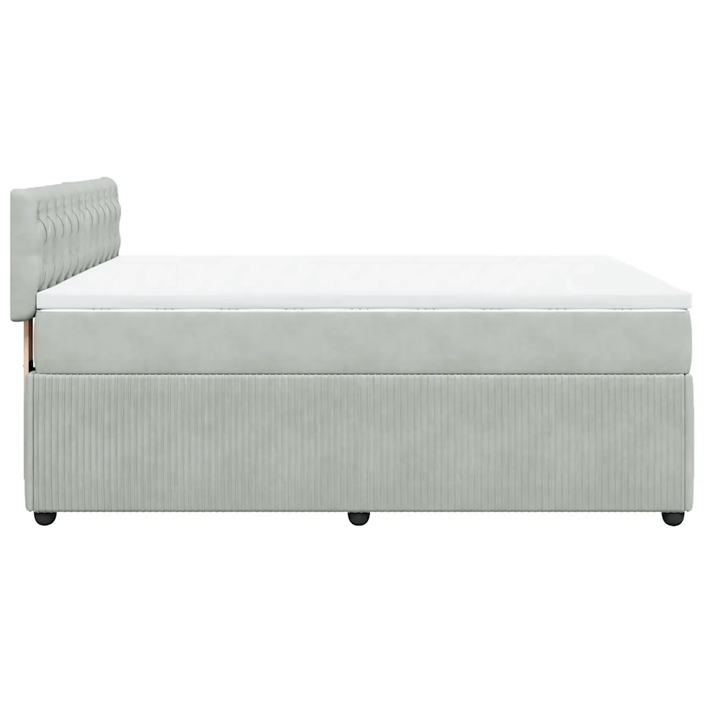 Giroletto a Molle con Materasso Grigio Chiaro 140x200cm Velluto