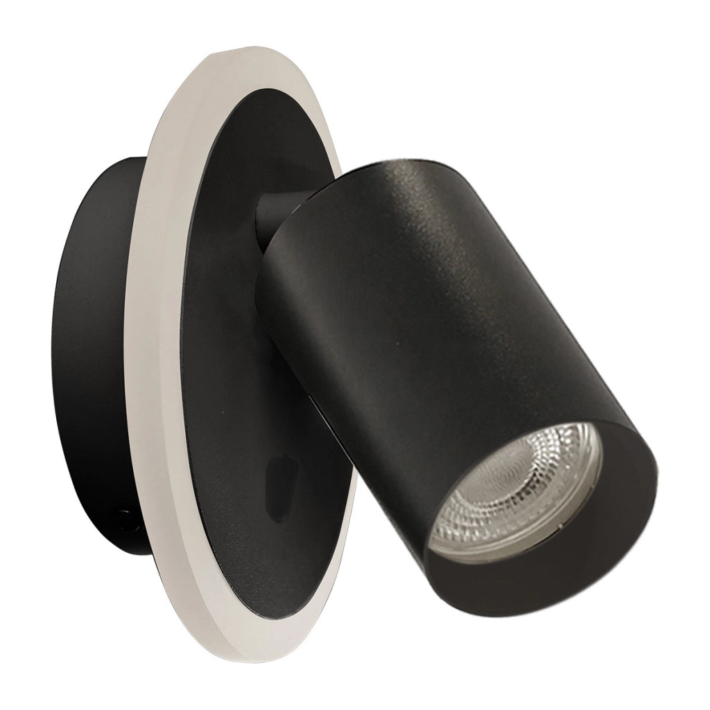Applique rotonda moderna nera spot orientabile GU10+LED CCT Parma
