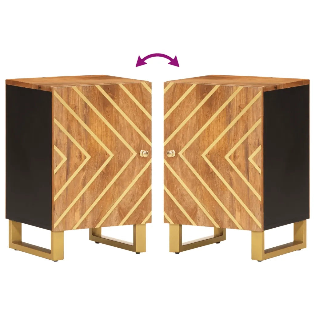 Mobiletto da Bagno Marrone e Nero 38x33,5x58 cm Legno di Mango 356804
