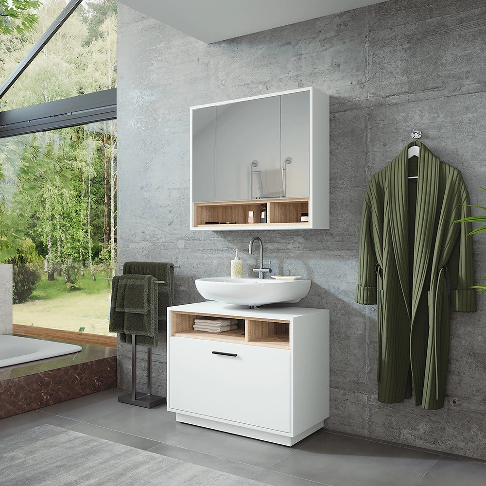 Vicco Set di mobili da bagno Bianco/Sonoma 2 parti