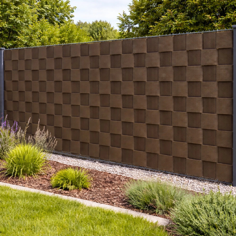 Telo Frangivista in Pvc 19cm x 35mt Oscurante Anti UV per Balcone Giardino Terrazzo Marrone