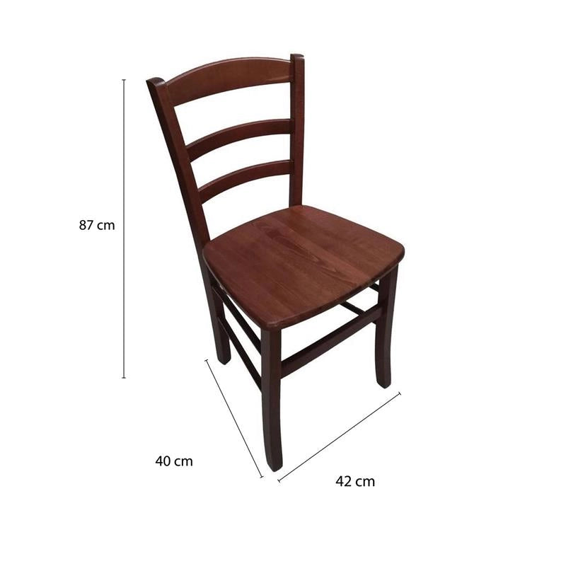 SEDIA IN LEGNO COLORE NOCE 44X42X87 CM CM MODELLO PAESANA CON SEDUTA COMPATTA IN LEGNO MASSELLO SCHIENALE ALTO - 2PZ