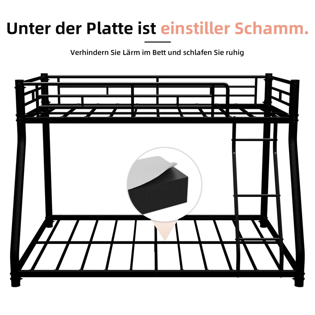 Letto a castello twin over full in ferro nero 105x200 cm