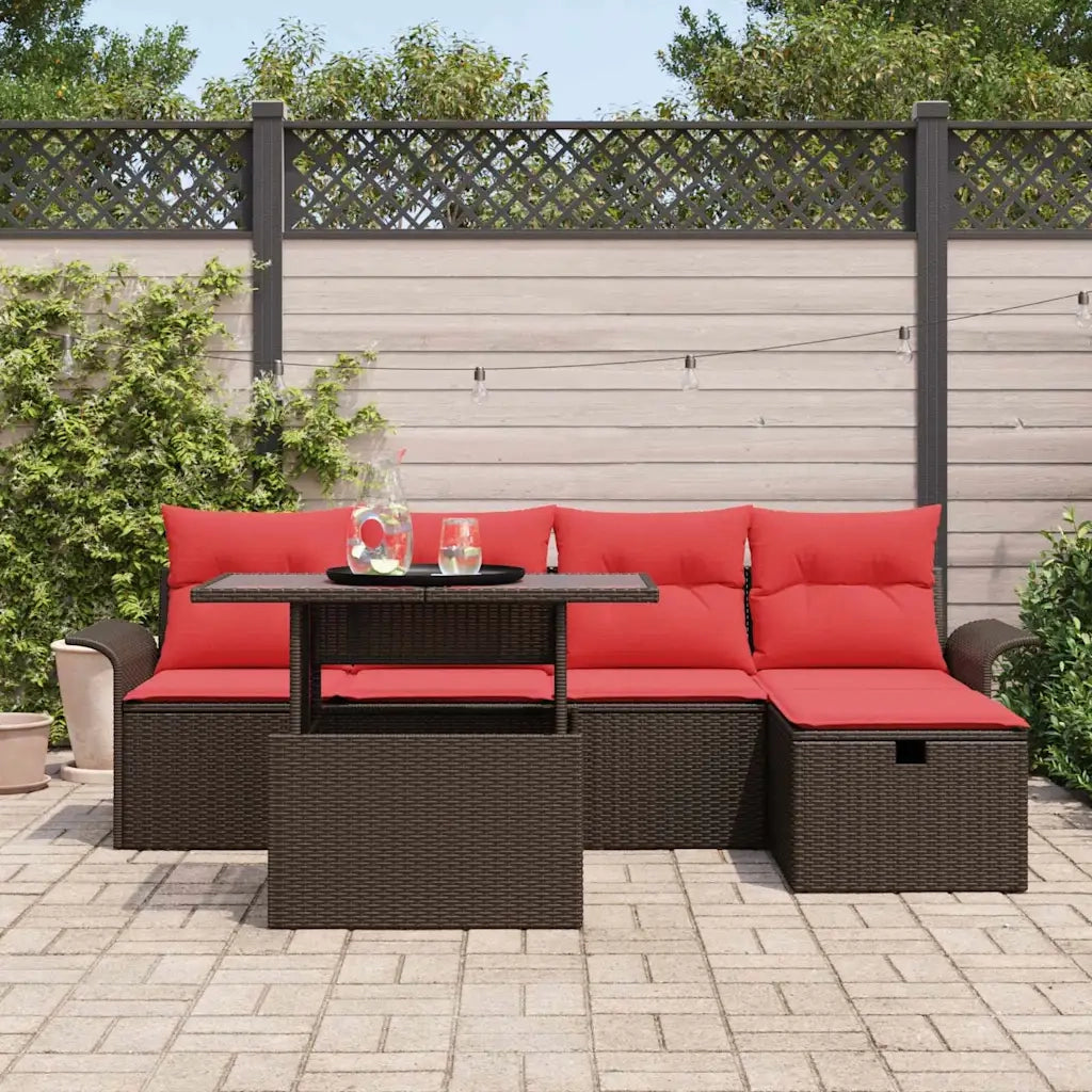 Set Divano da Giardino con cuscino 6 pcs Marrone polyrattan 3361003