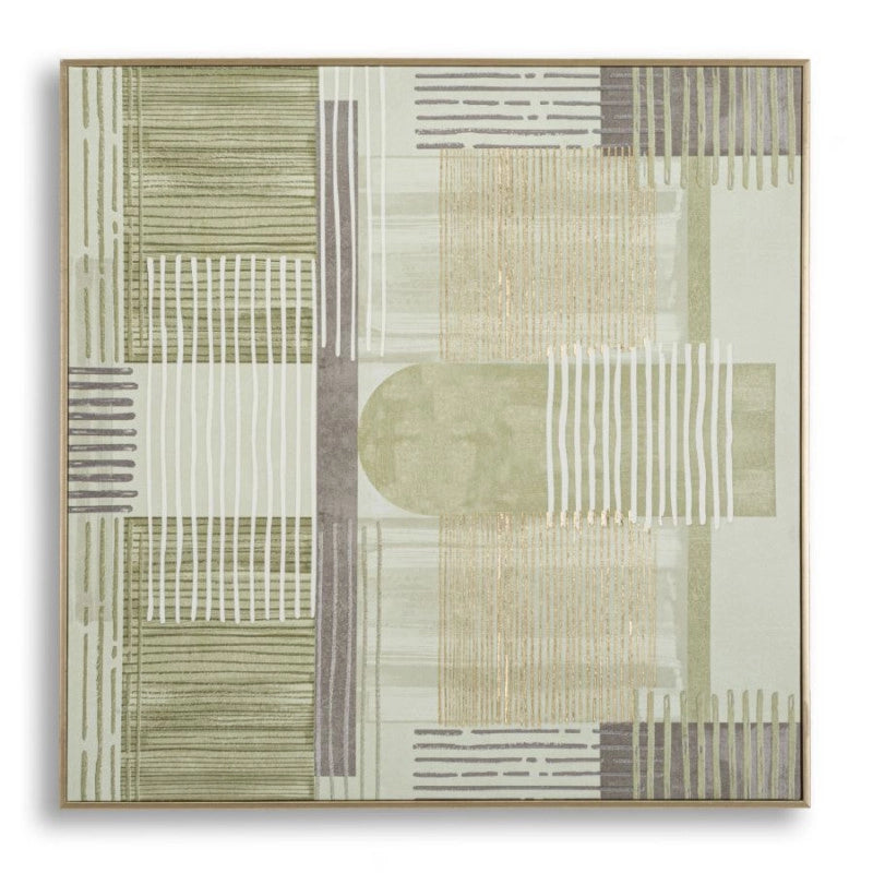 Stampa Dipinta Su Tela Lignes Con Cornice -a- cm 60x3x60