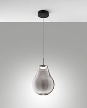 Lampada a sospensione Noa LED 14W 1510lm CCT 2700K-3000K-4000K, dimmerabile a step, struttura in metallo e vetro borosilicato, colore Fumé
