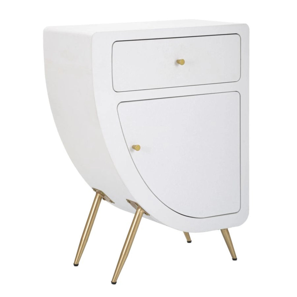 Comodino VKH16, Bianco, MDF, 60x32x79 cm