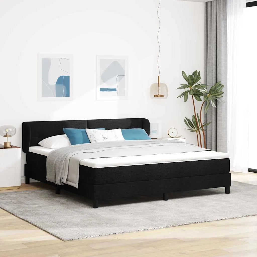 Letto a molle con materasso Nero 180 x 200 cm Tessuto 3340040