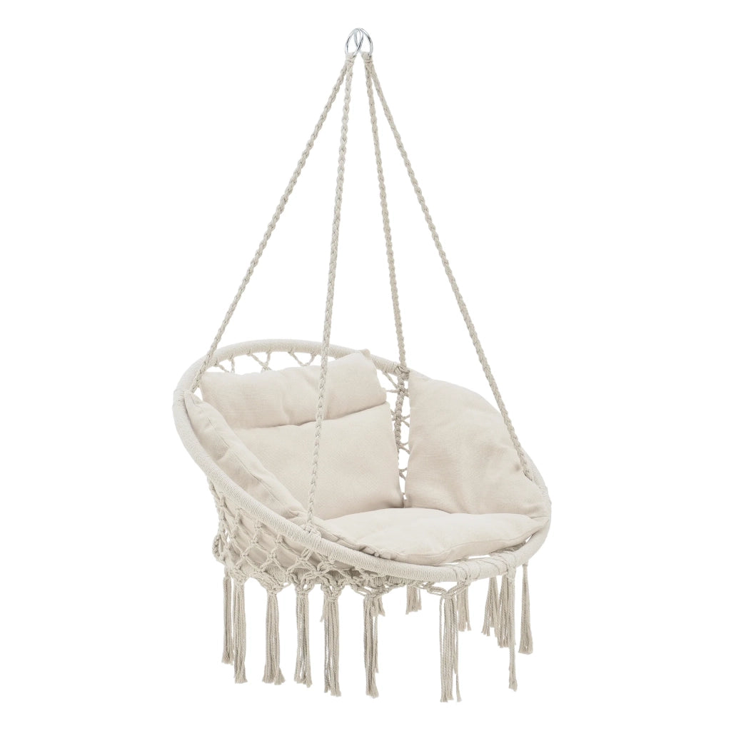 Seduta amaca rotonda con cuscino sedia sospesa peso seduta fino a 150 kg 60 cm crema 03_0006058