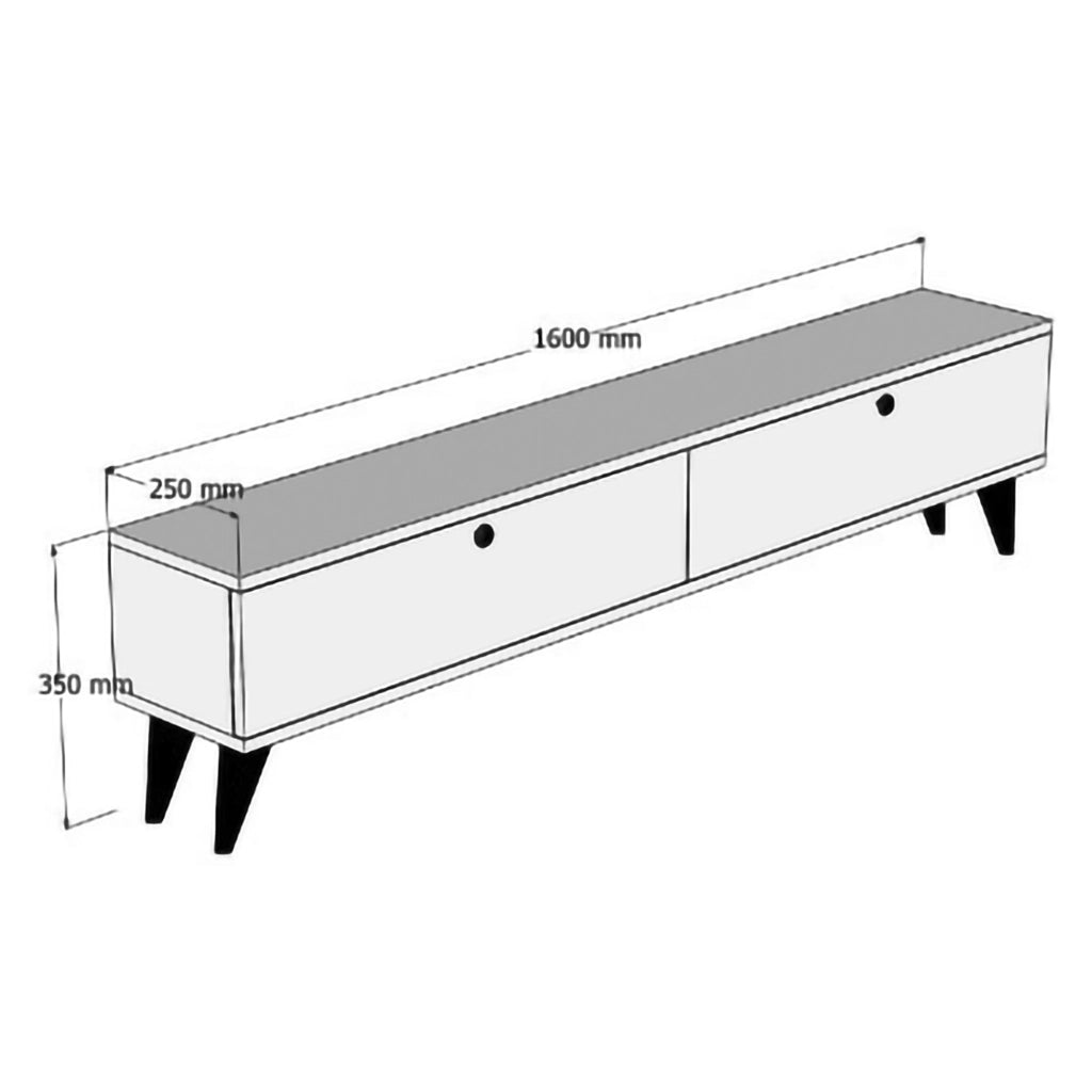 Atestino, Mobile Porta tv 2 Vani, 160x25x40h cm Nero Antracite