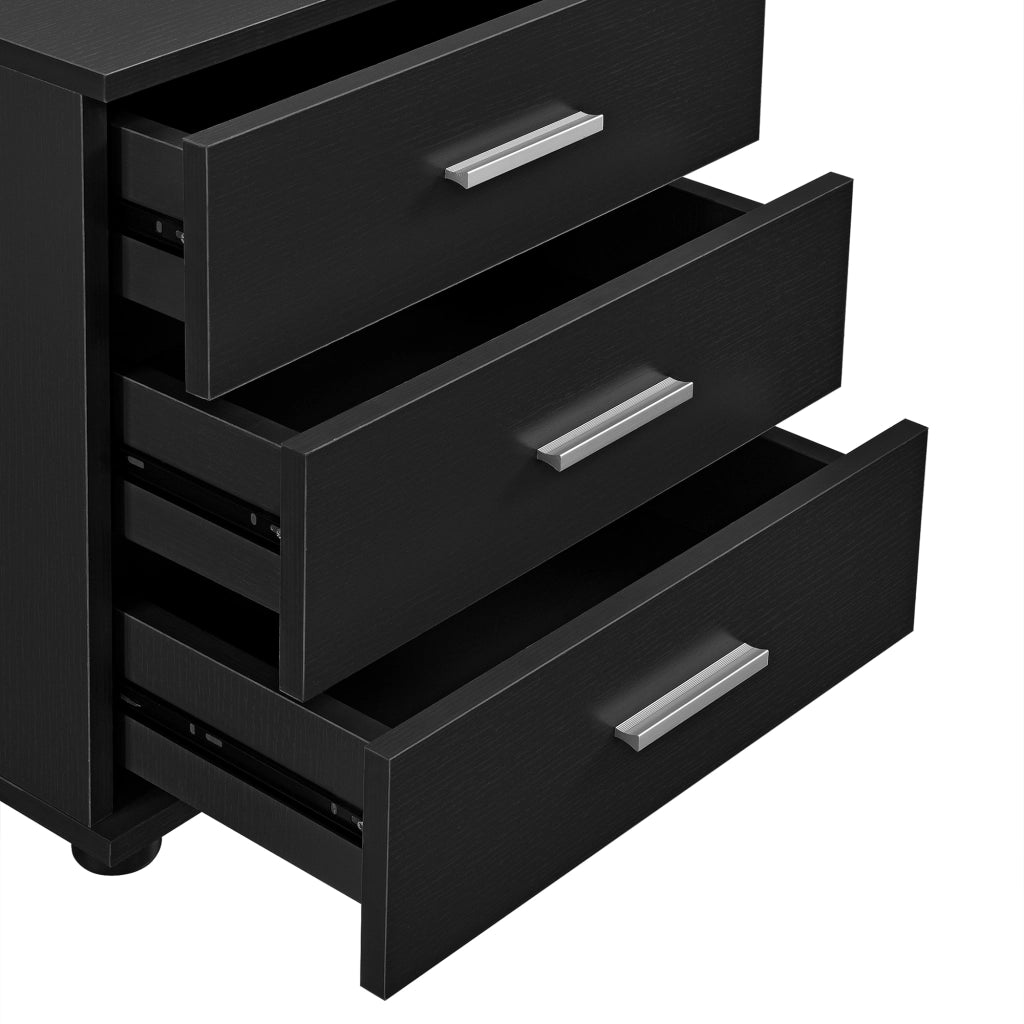 Comodino con 3 Cassetti 45 x 34 x 50 cm - Nero [en.casa]