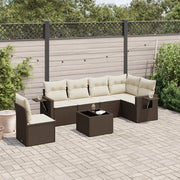 Set Divani da Giardino 7 pz con Cuscini Marrone in Polyrattan 3252580