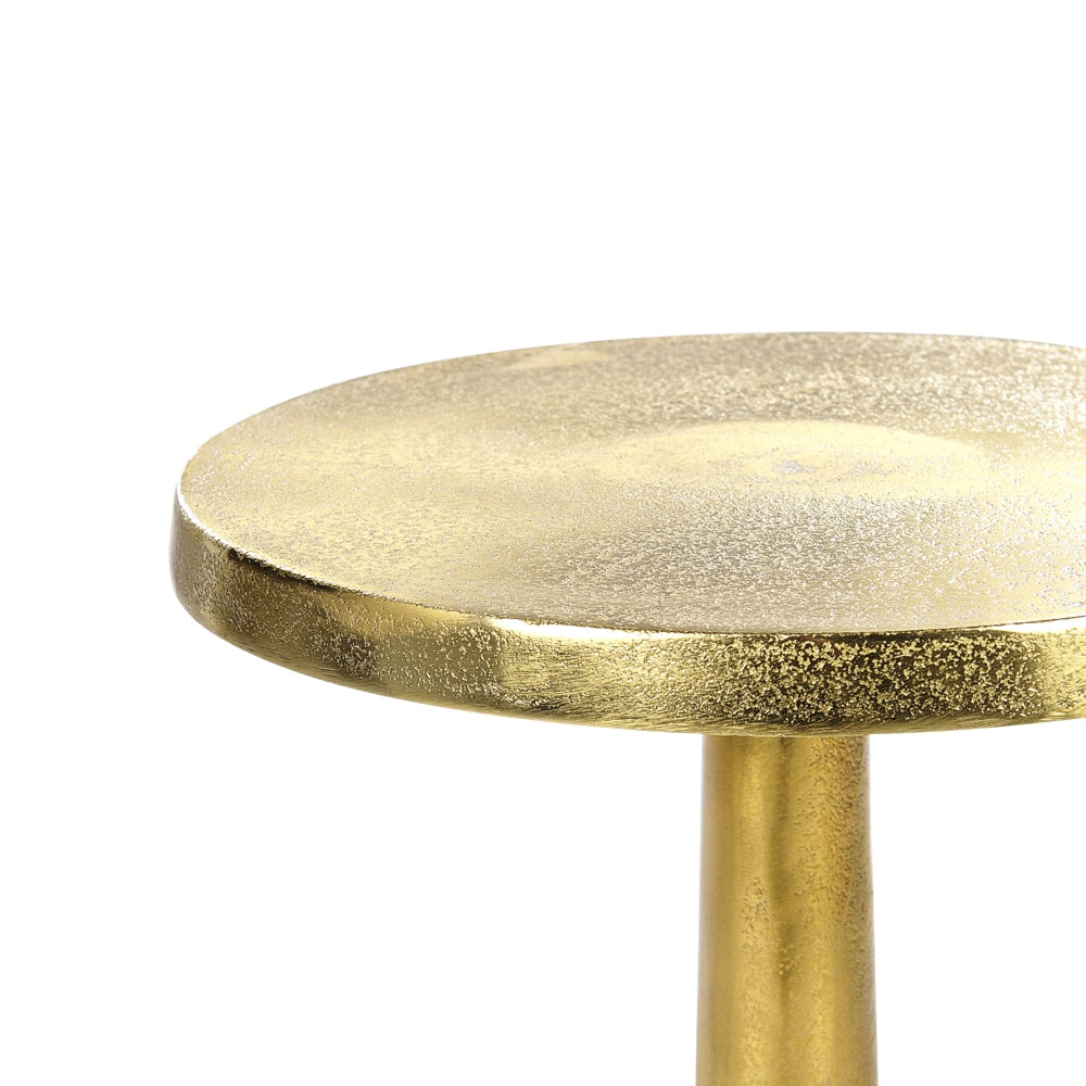 Tavolino in metallo dorato con piano in alluminio, design retrò, arredamento per la casa ⌀ 29 cm