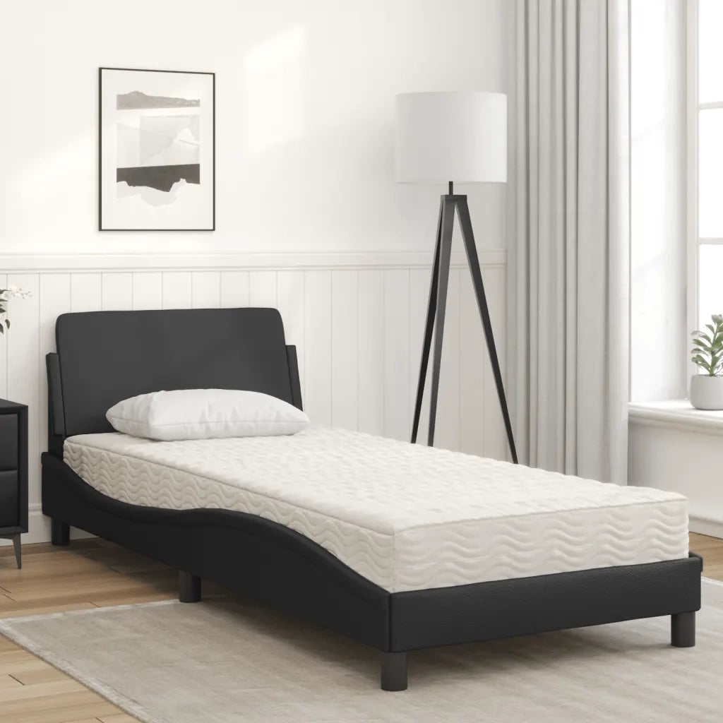 Letto con Materasso Dover Nero 90x200 cm in Similpelle