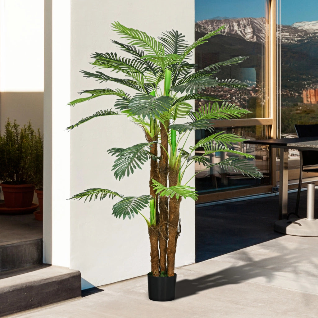 Palma Artificiale 160 cm con Vaso ¨C Minimal ¨C Marrone e Verde