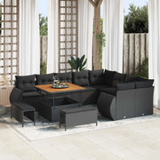 Set Divano da Giardino con cuscino 12 pcs Nero 3363854