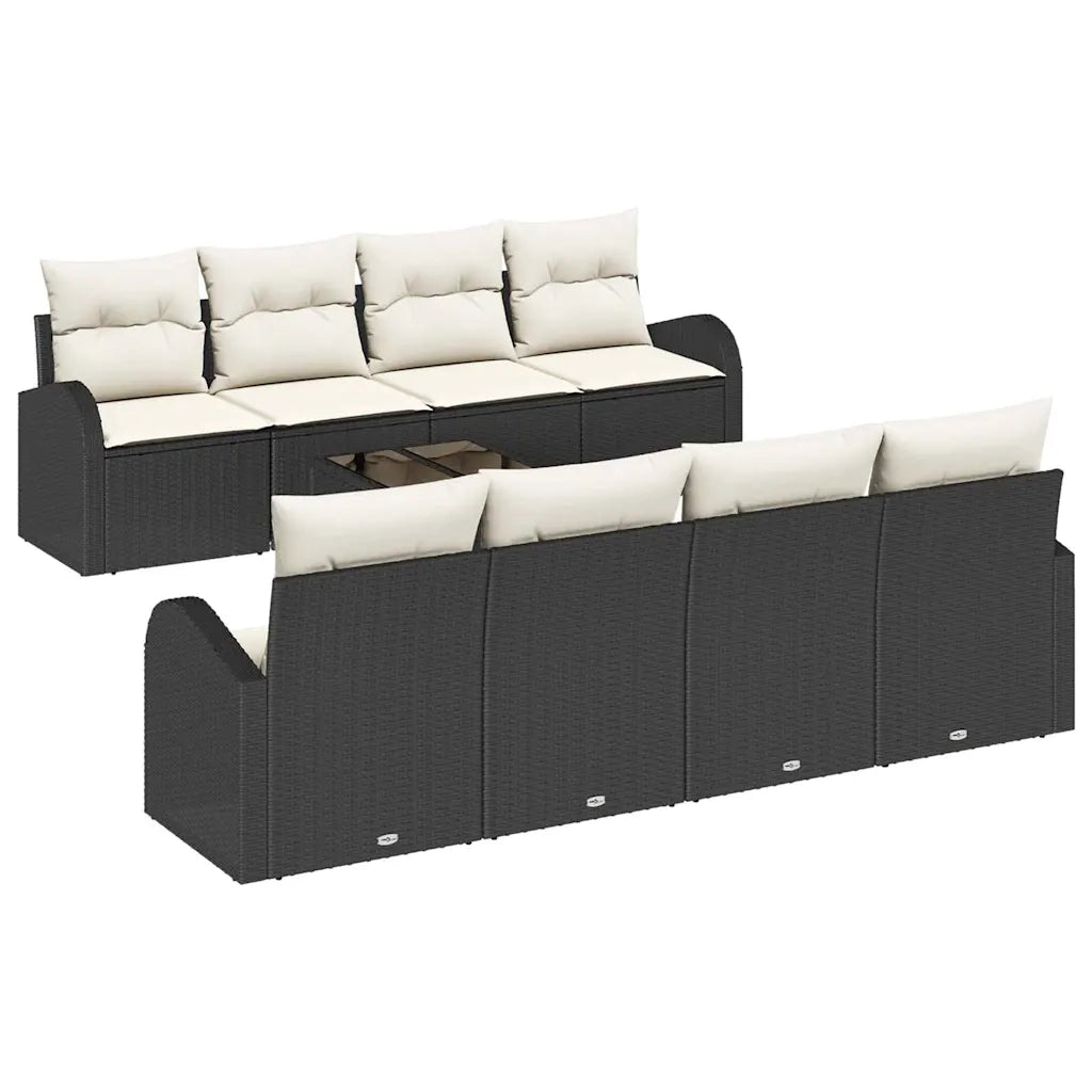 Set Divano da Giardino Nero 55 x 55 x 37 cm polyrattan
