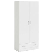 Armadio Multiuso Design Moderno Con 2 Ante E 1 Cassetto Salvaspazio Con Ripiani Interni E Vano Contenitore Per Camera Da Letto O Ingresso 79.4 X 35.7 X 170.4 Cm Bianco