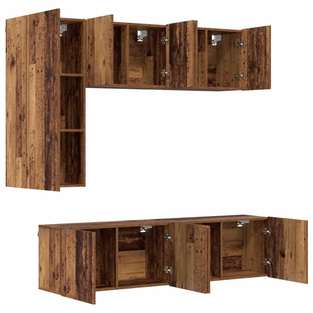 Mobile TV da Parete 5 pz-Set di 5 Credenza per TV sospesa Legno vecchio Legno multistrato 230253