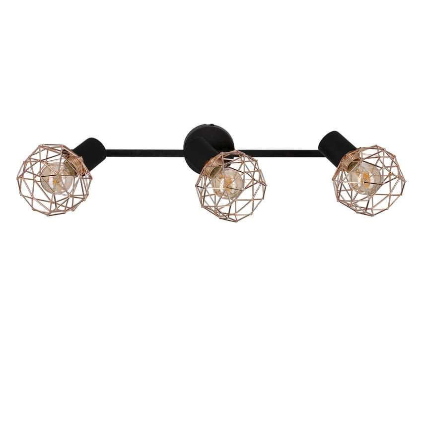 Plafoniera Candellux Acrobat in metallo rame/nera 3xE14