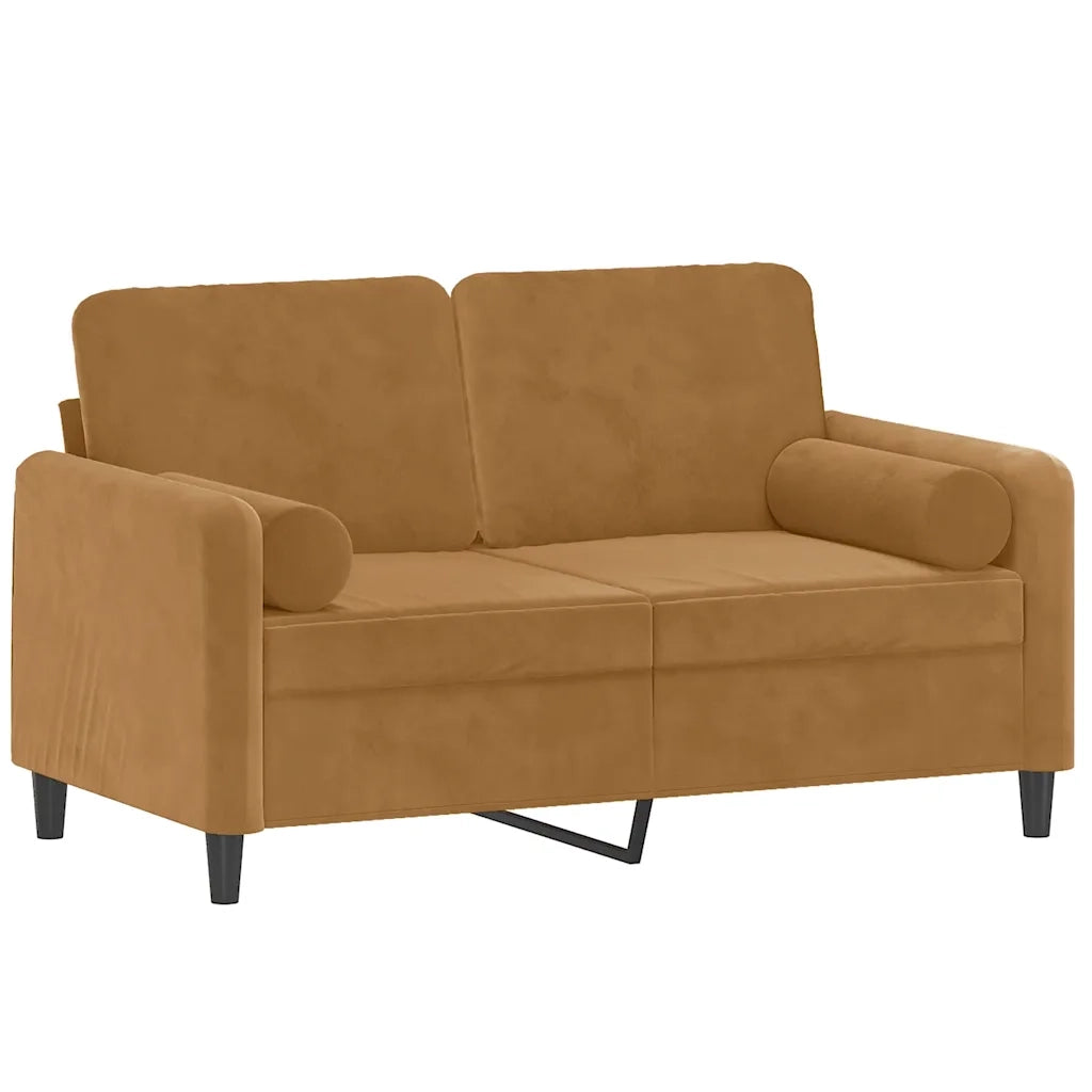 Divano a 2 Posti con Cuscini-Sofa 2 Posti con Cuscini Marrone 120 cm in Velluto 582749