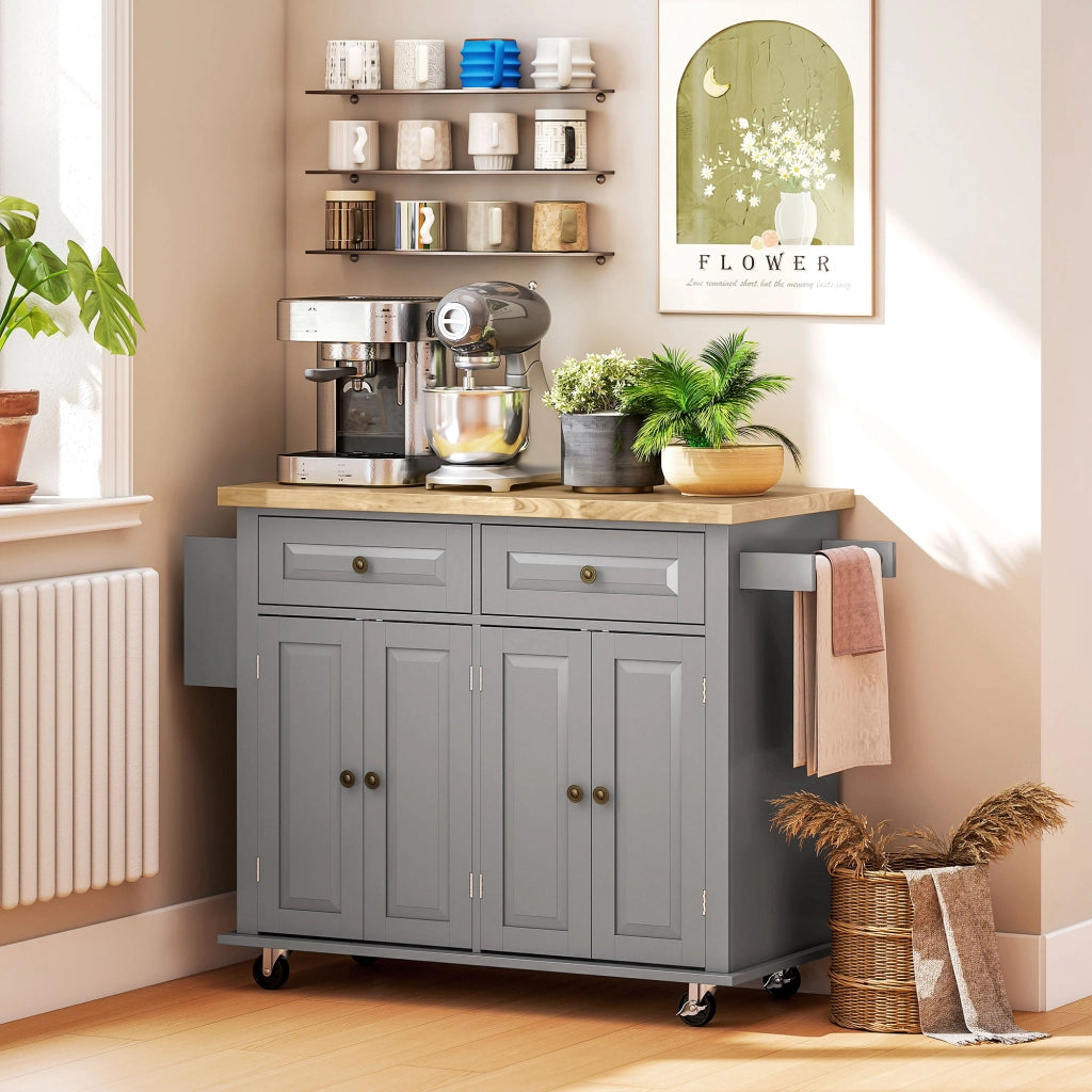 Carrello da cucina con cassetti e ripiani ¨C Xylo ¨C grigio MDF e legno h¨¦v¨¦a