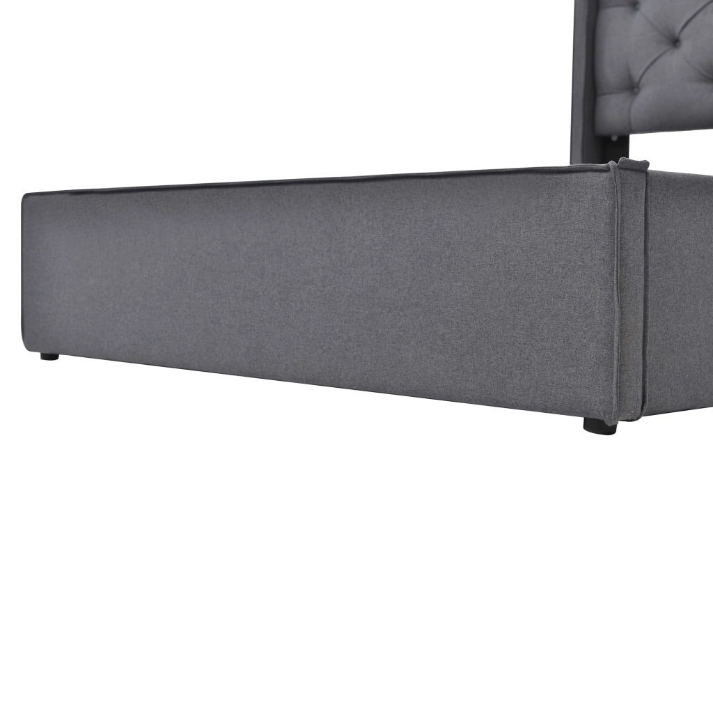 LETTO Imbottito con contenitore 90x200 cm Cotone Grigio