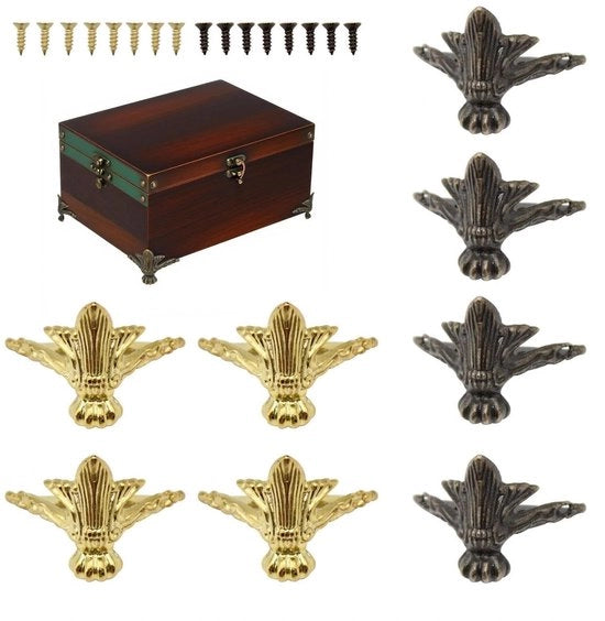 Piedini per mobili in acciaio inox - 8 pezzi - Protezione decorativa angolare - Stile retro - Giallo/bronzo - Robusto e stile