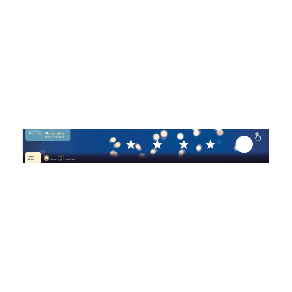 Micro Led luce fissa c/stelle argento/bianco freddo 495cm 100L a batteria