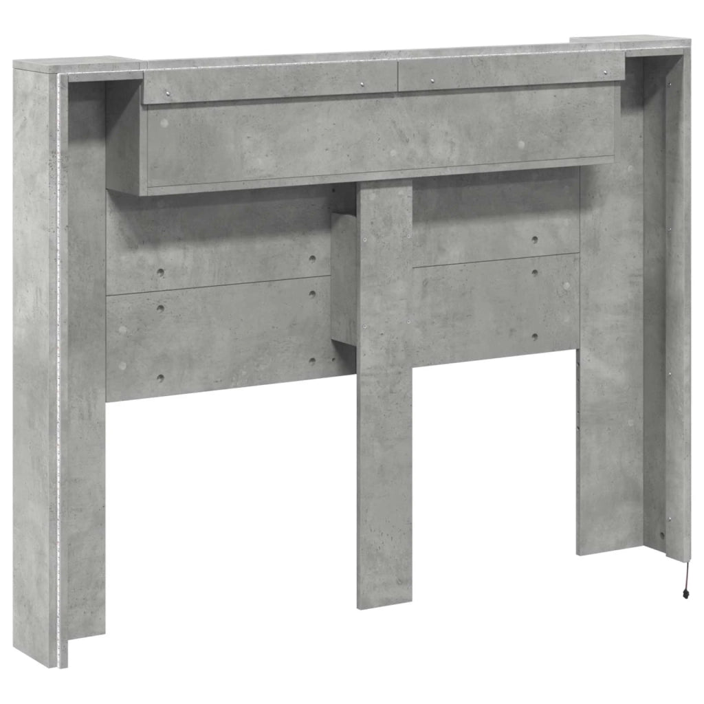 Testata con Mobile e LED Calcestruzzo 140 x 16,5 x 103,5 cm 8006563