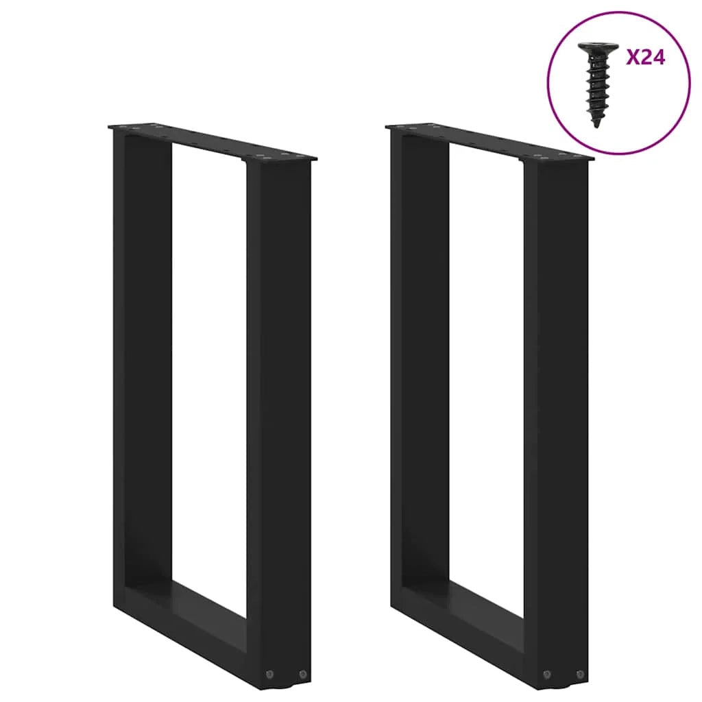 Set di 2 gambe per tavolo da pranzo a forma di U 50 x 72-73 cm con piedini livellatori stile moderno acciaio nero 02_0057416