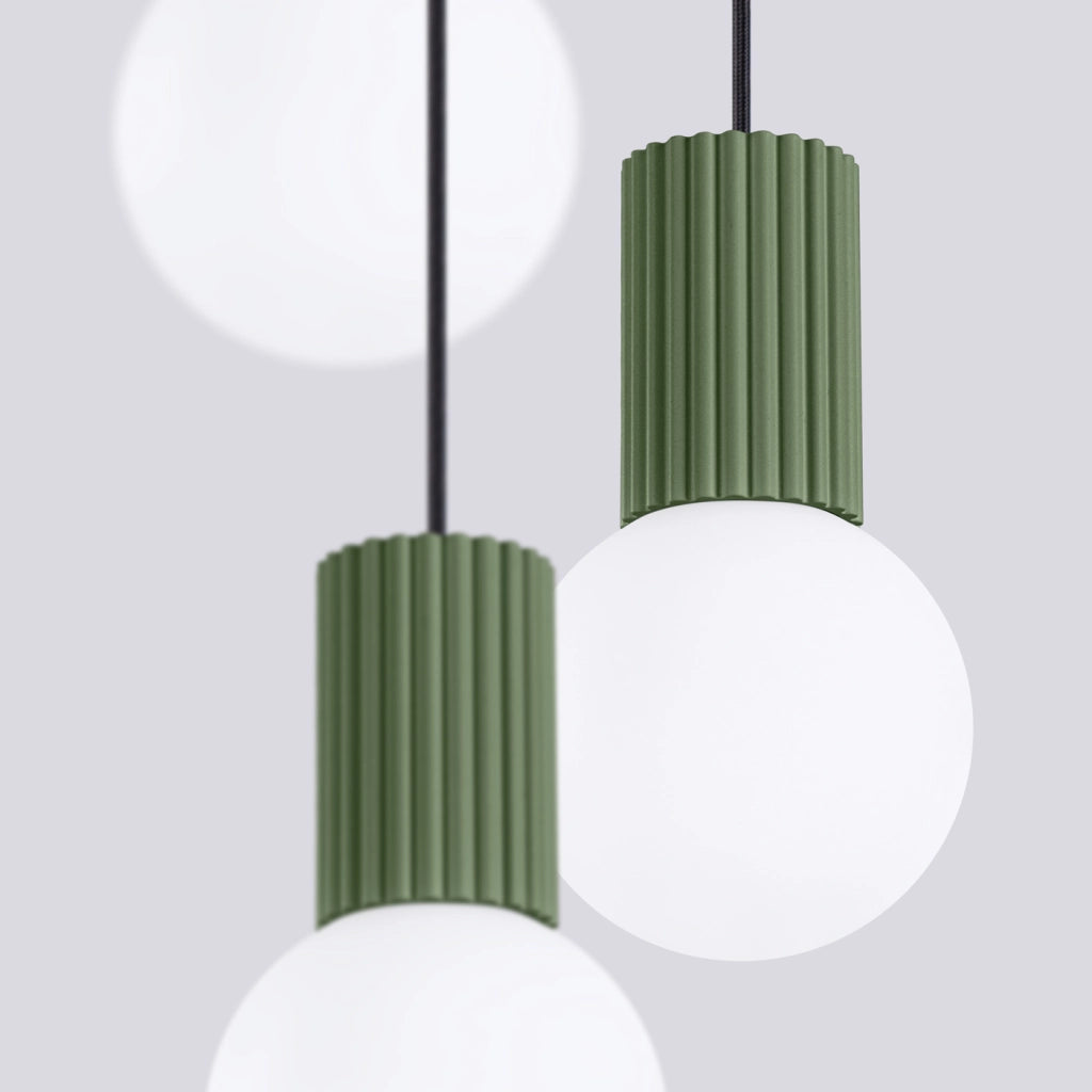 Lampada a sospensione HALO 3P verde oliva