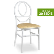Set da 20 Sedie New Phoenix in Plastica Bianche con cuscino vellutino