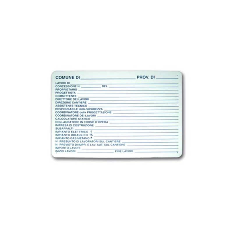 Cartello direzione lavori - monocolore : Dimensione - 50X70 bianco