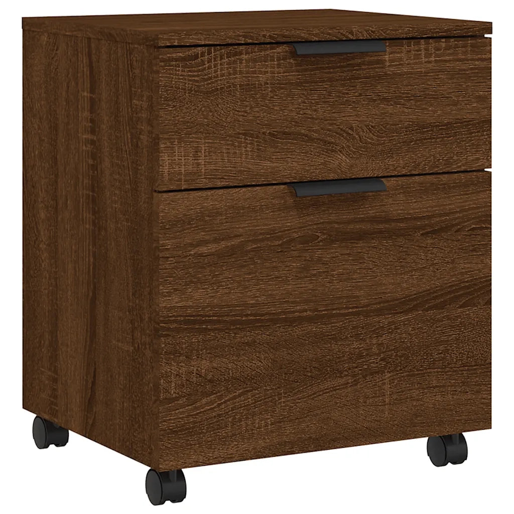 Schedario con Ruote Marrone Rovere 45x38x54cm Legno Multistrato 817137